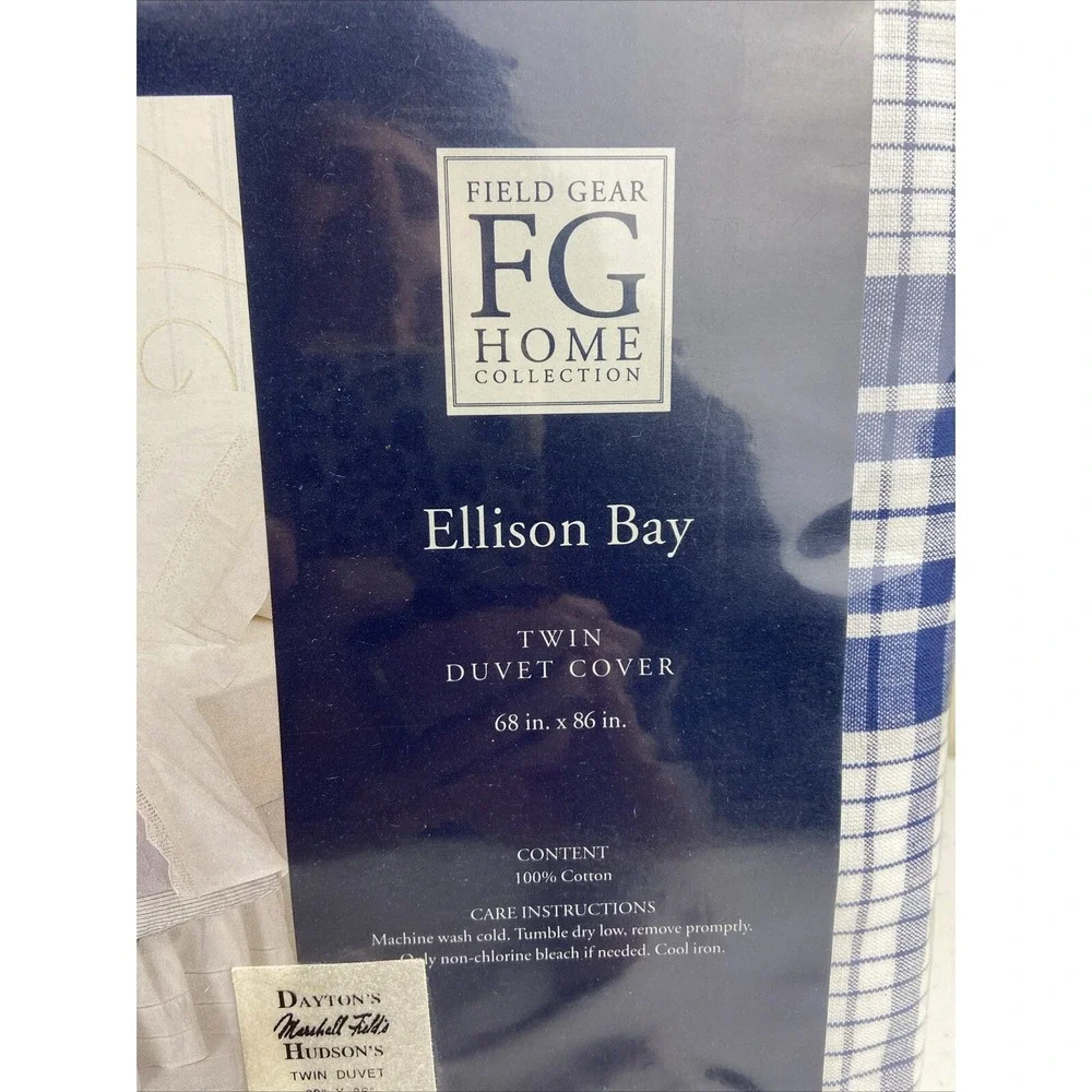 Field Gear Home ELLISON BAY Twin Duvet Cover Blue White Stripes/check NEW